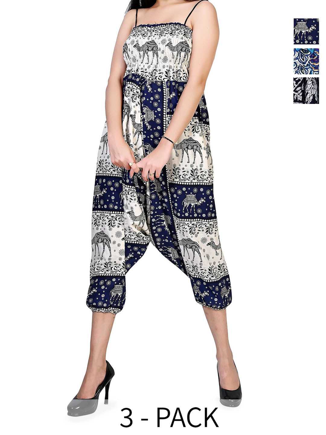 

NarNari Women Pack Of 3 Printed Harem pants, White
