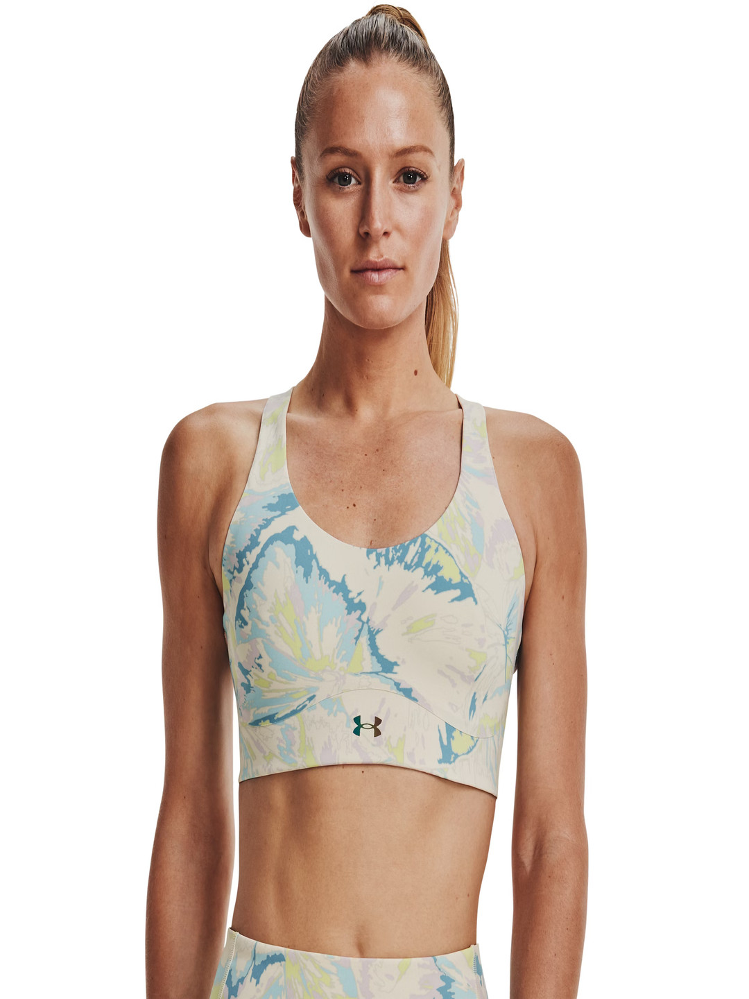 

UNDER ARMOUR Women Abstract Printed Medium Coverage Sports Bra, White