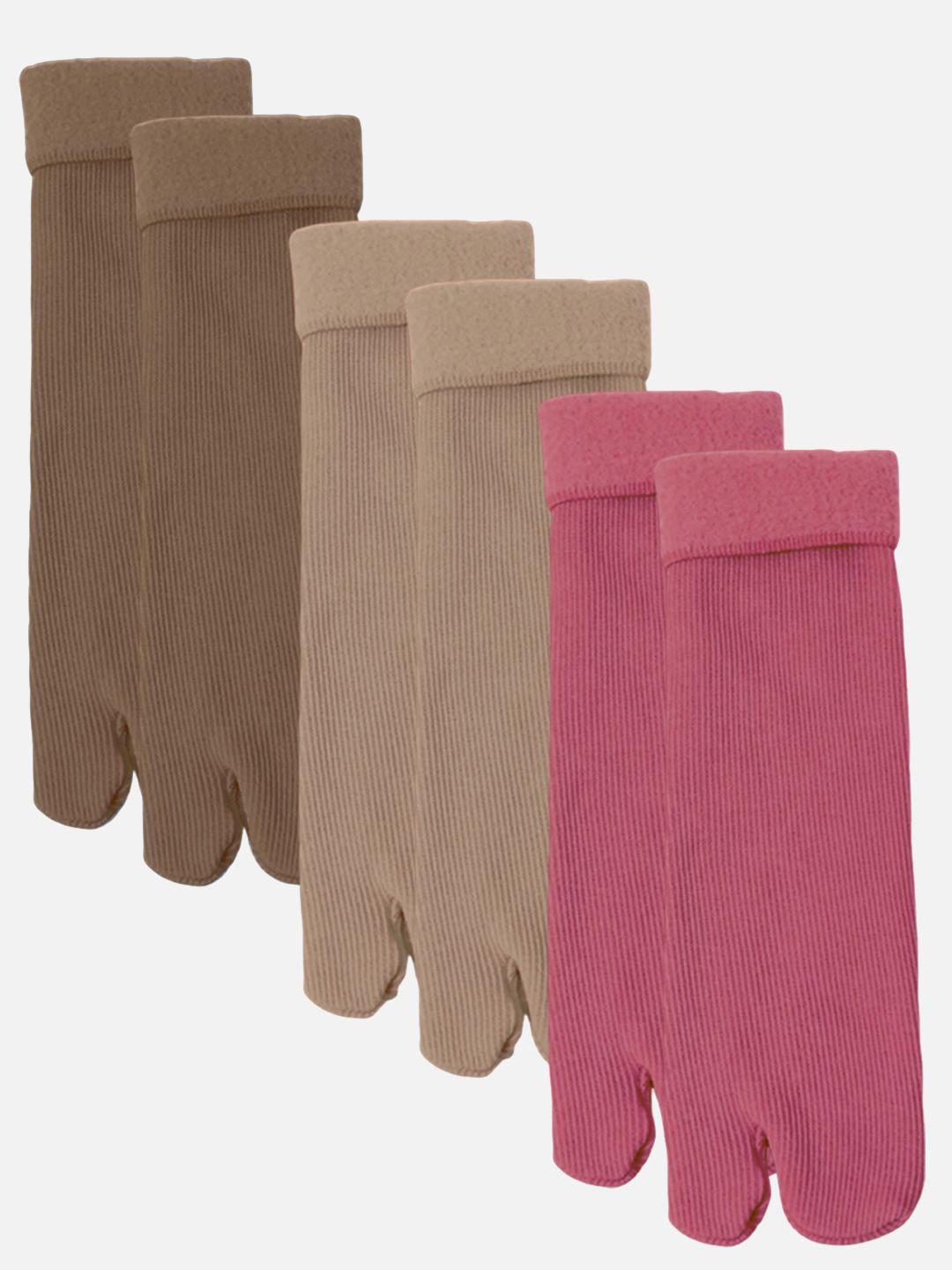 

StyFun Women Pack Of 3 Ribbed Calf Length Thermal Warm Winter Socks, Beige