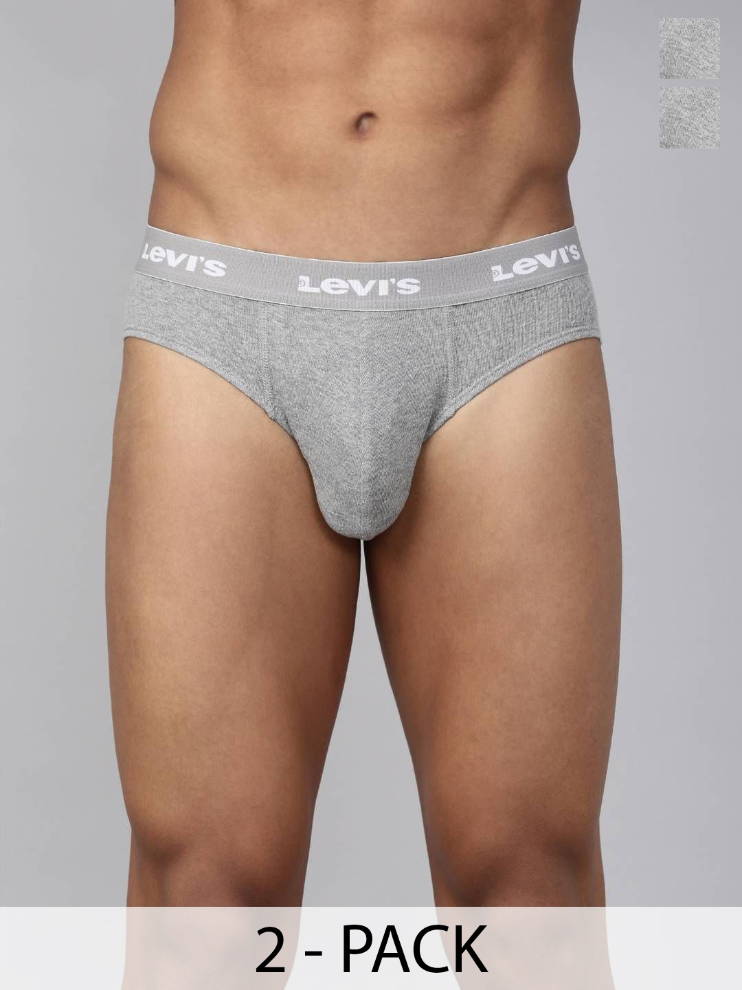 

Levis Men Pack of 2 Solid Cotton Brief with Ultrasoft Waistband 100CA009-NEO-BRF-P2 LGMLGM, Grey melange