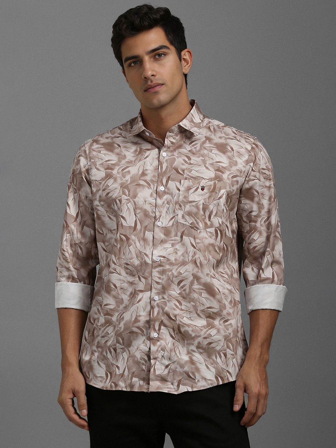 

Louis Philippe Sport Men Regular Fit Tropical Printed Cotton Casual Shirt, Brown