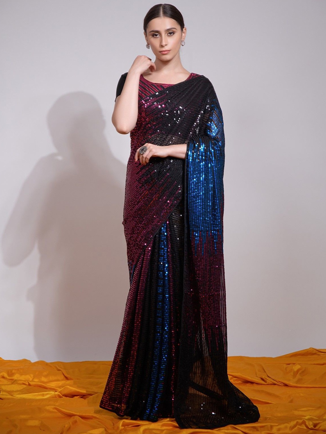 

Moda Rapido Embellished Sequinned Pure Georgette Saree, Blue