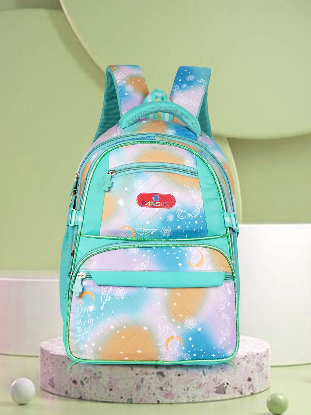 

PARSLEY Stylish Printed Kids Shoulder Unisex Backpack, Sea green