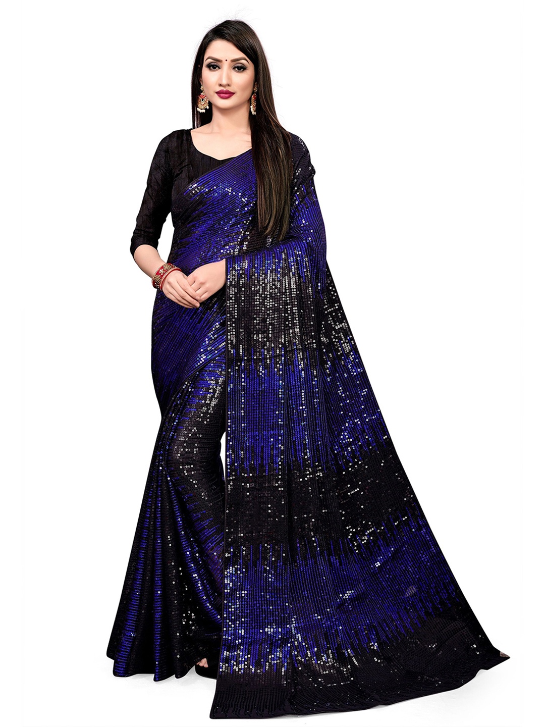 

Moda Rapido Embellished Sequinned Pure Georgette Saree, Blue