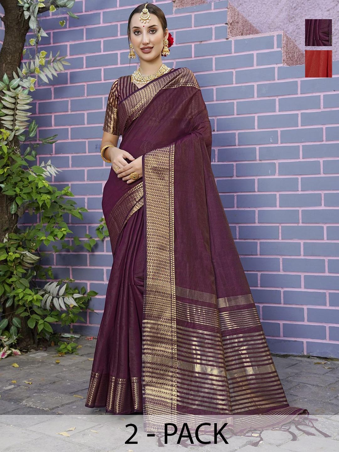 

Anouk Rustic Zari Organza Banarasi Saree, Red