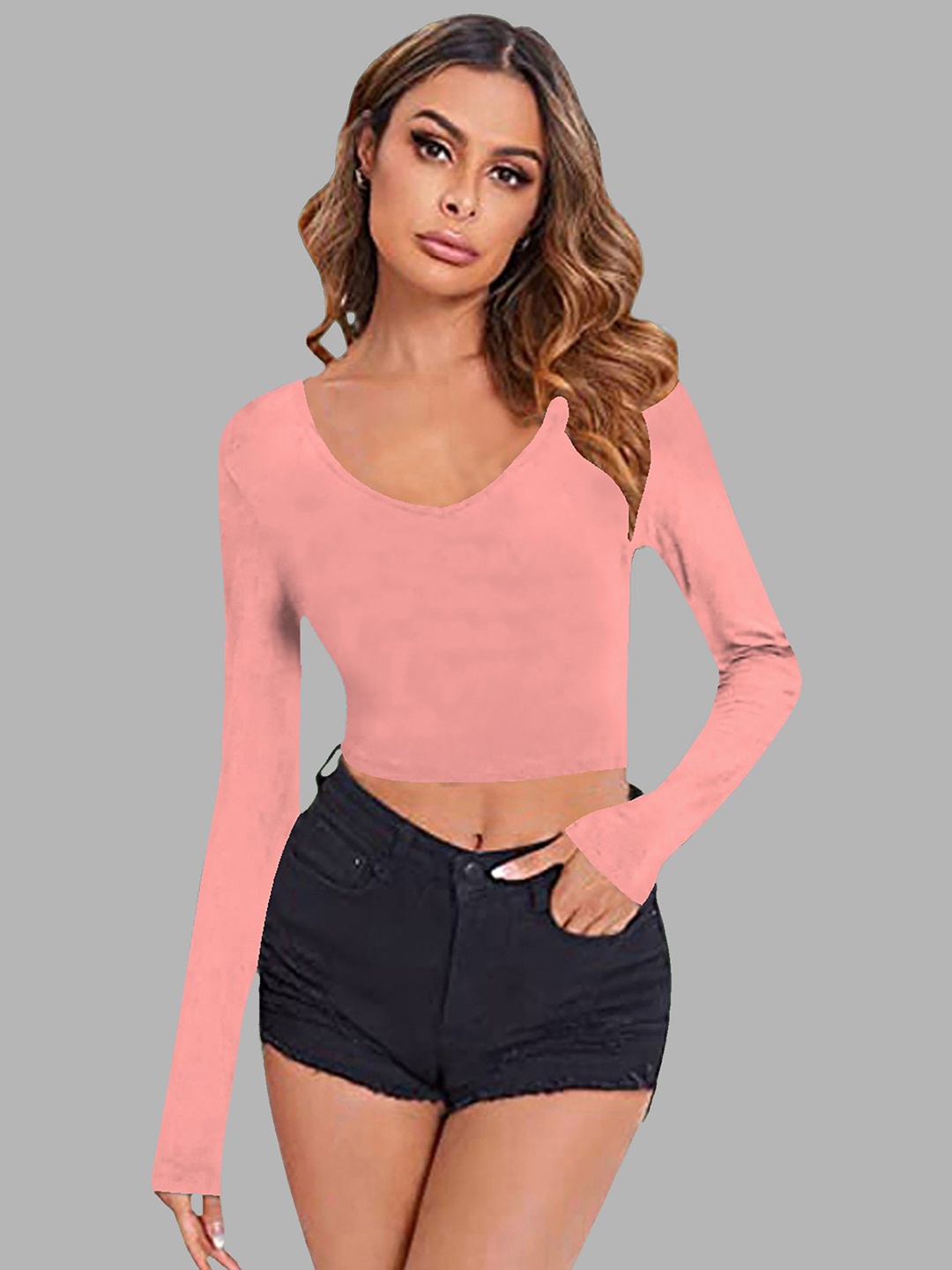 

Dream Beauty Fashion Women Fitted Crop Top, Peach