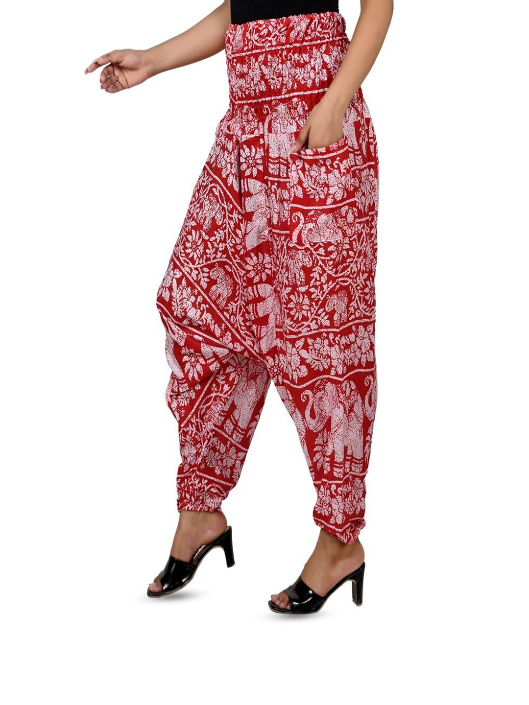 

NarNari Pack Of 3 Printed Mid-Rise Harem Pants, Green