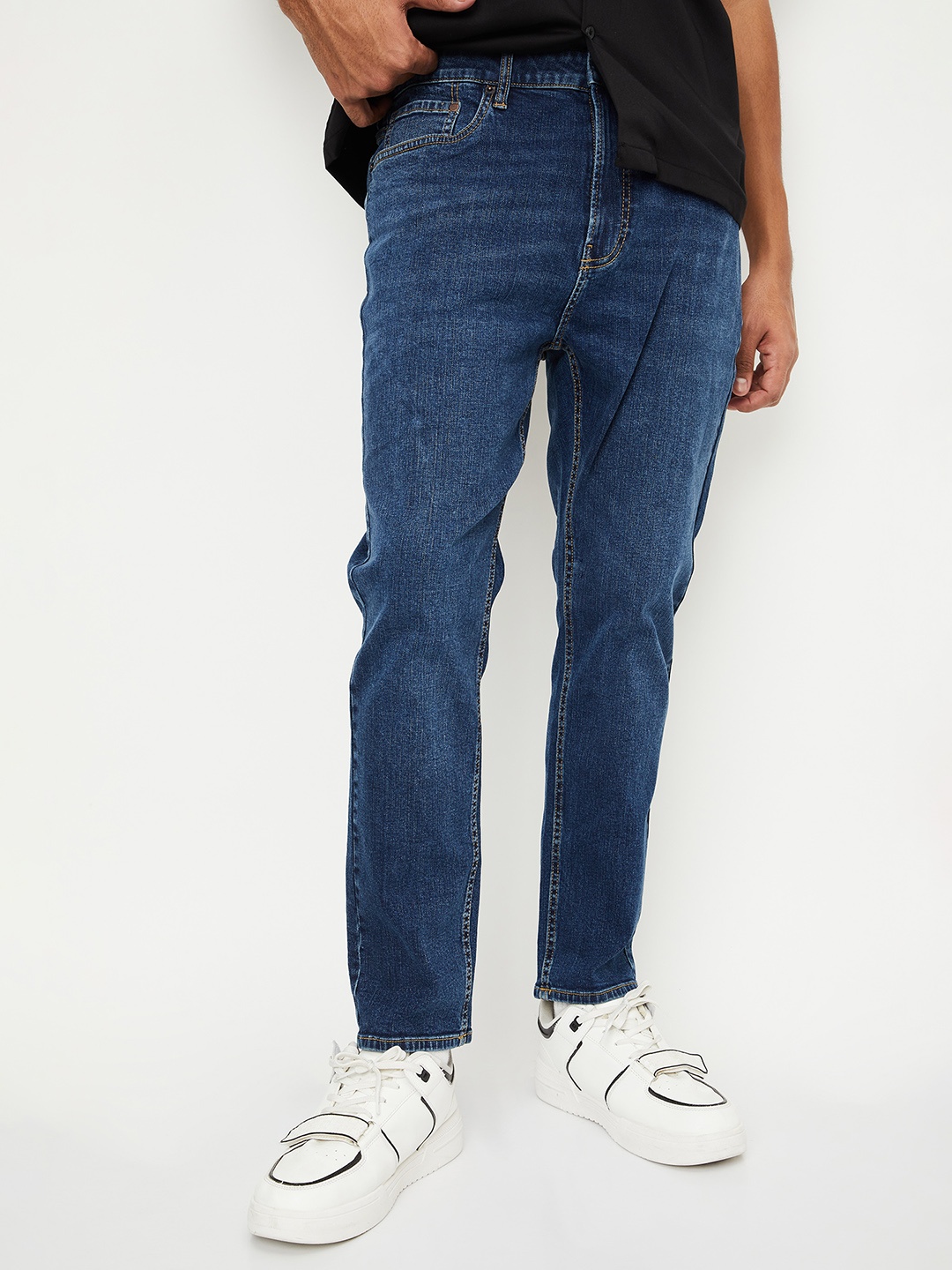 

max Men Low Distress Jeans, Blue
