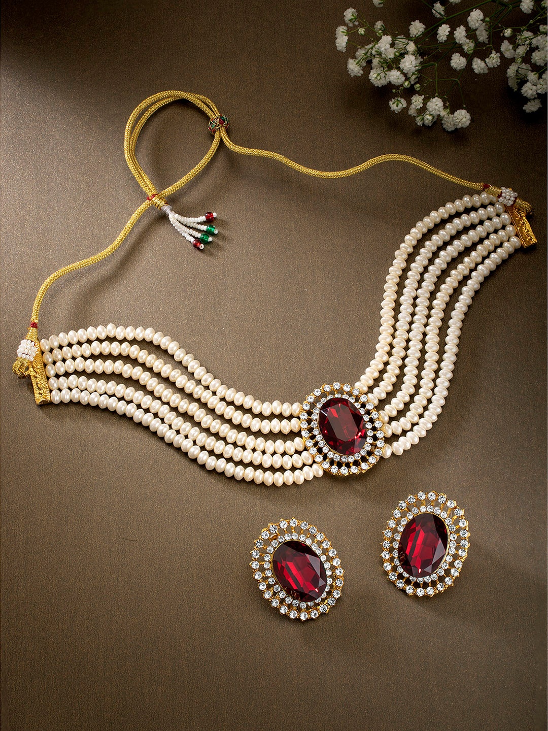 

Peora Set Of 2 Gold-Plated Stone Studded Jewellery Set