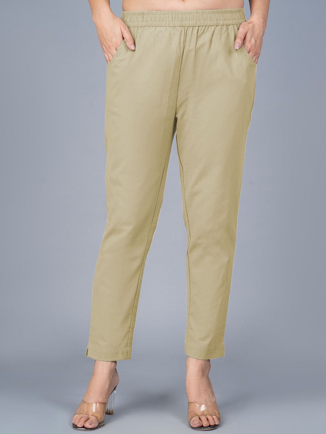 

GiftyBasket Women Cotton Regular Fit Trouser, Beige