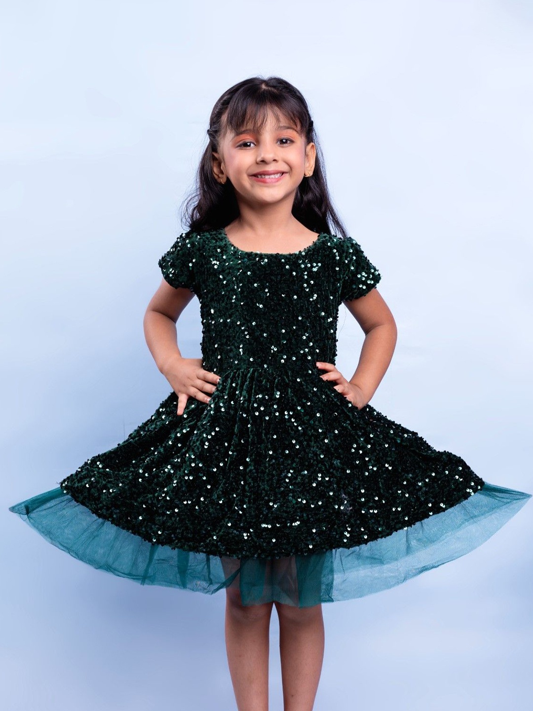

BAESD Embroidered Fit & Flare Dress, Green