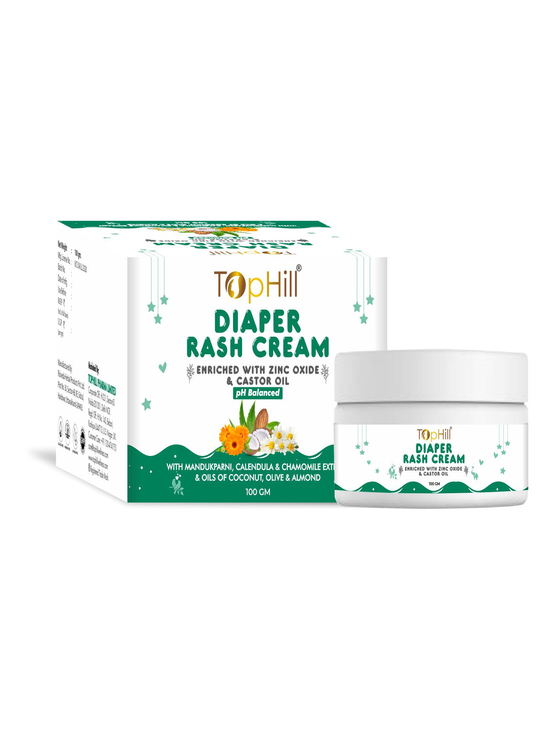 

TopHill Pharma Ltd. Diaper Rash Cream With Zinc Oxide & Castor Oil - 100 g, White