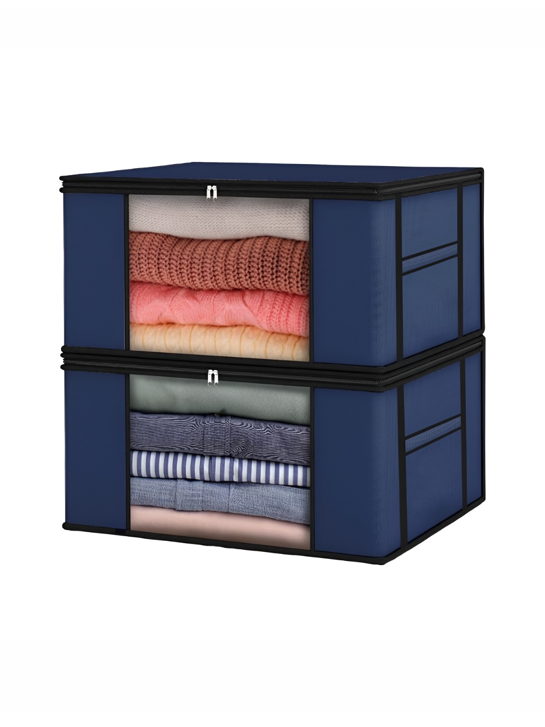 

atorakushon Navy Blue Set of 2 Organisers For Clothes Storage Bags