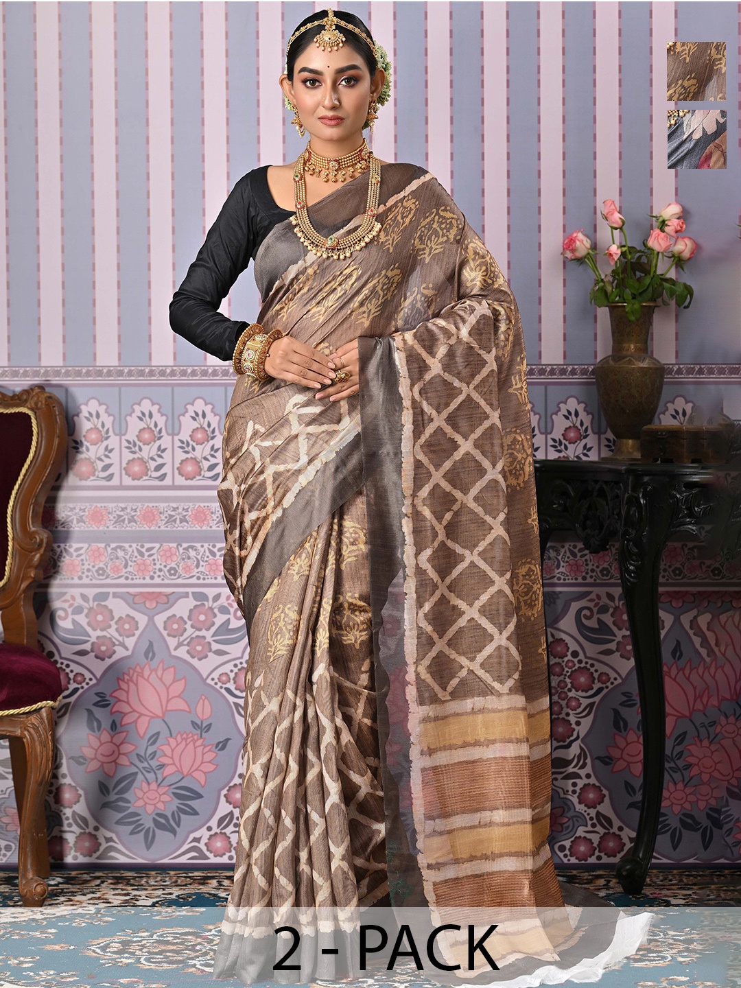 

Anouk Rustic Floral Poly Crepe Saree, Grey