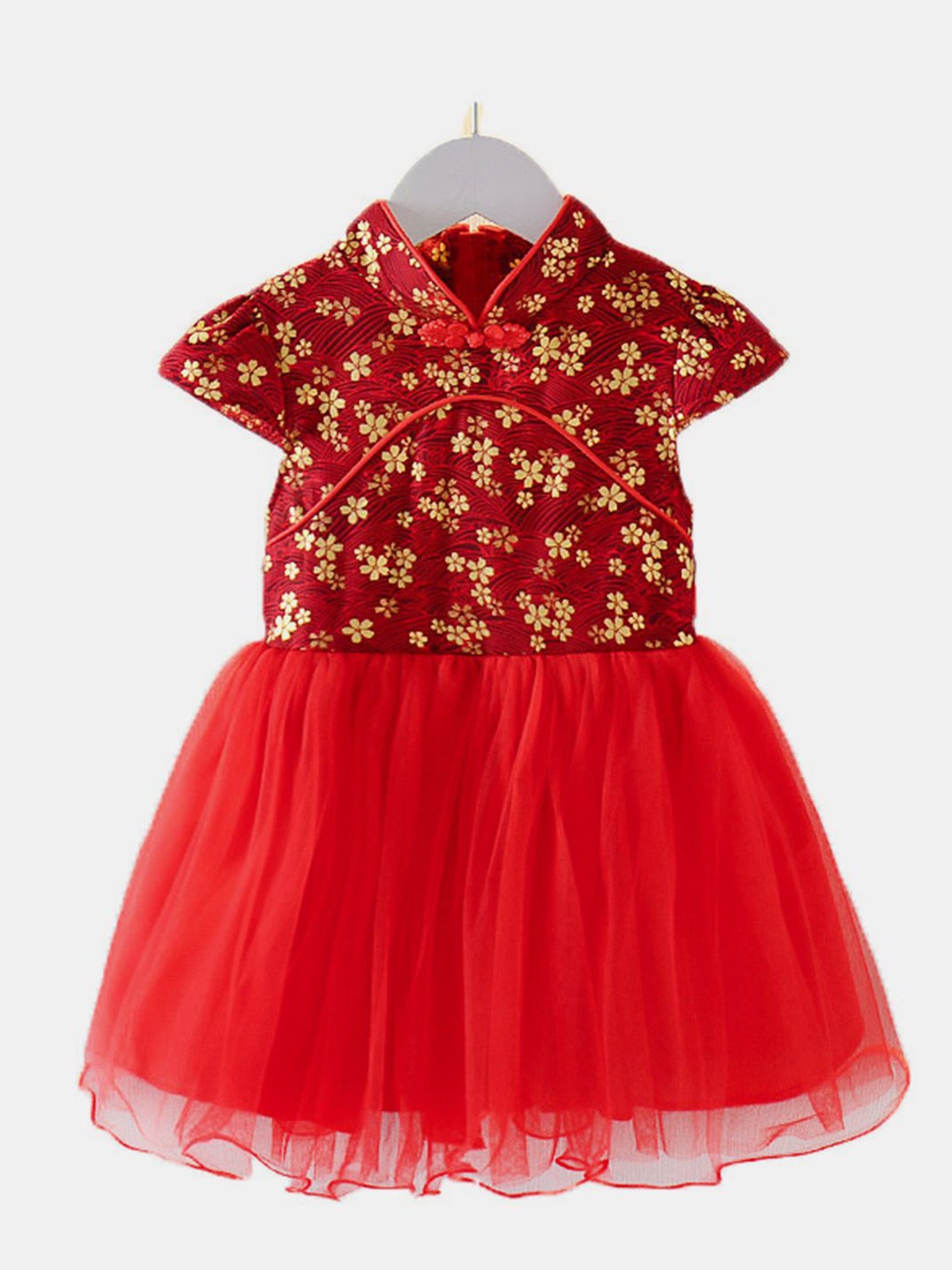 

YK Girls Floral Print Fit & Flare Dress, Red