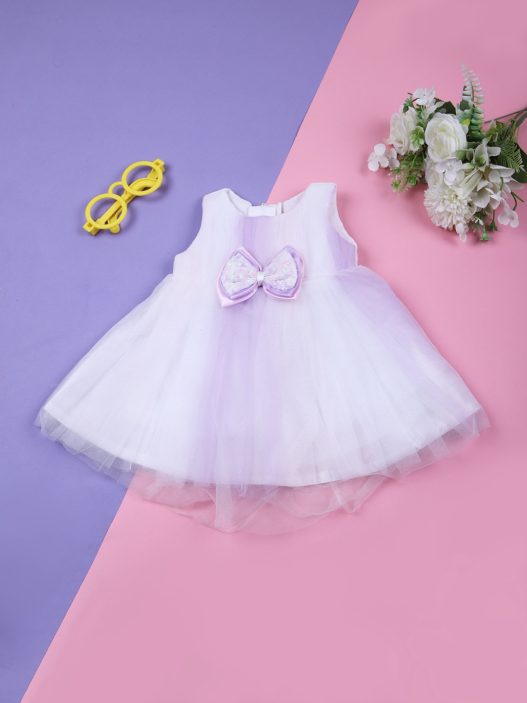

V-Mart Girls Floral Fit & Flare Midi Dress, White