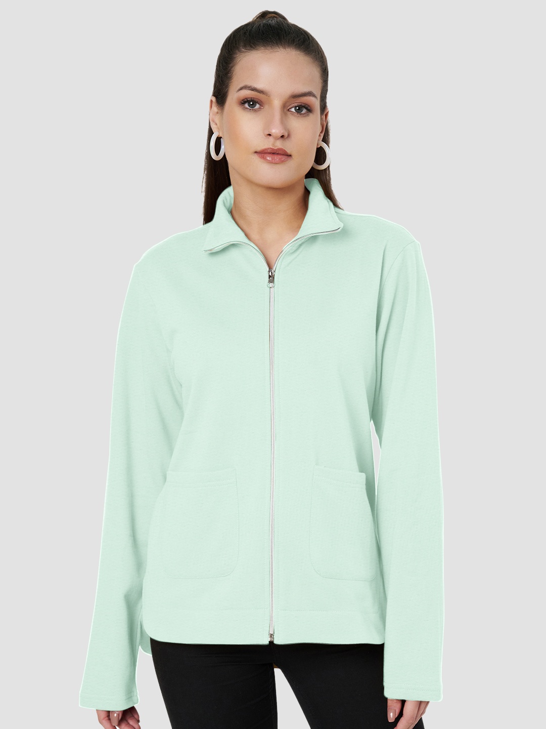 

BRINNS Women Fleece Open Front Jacket, Green