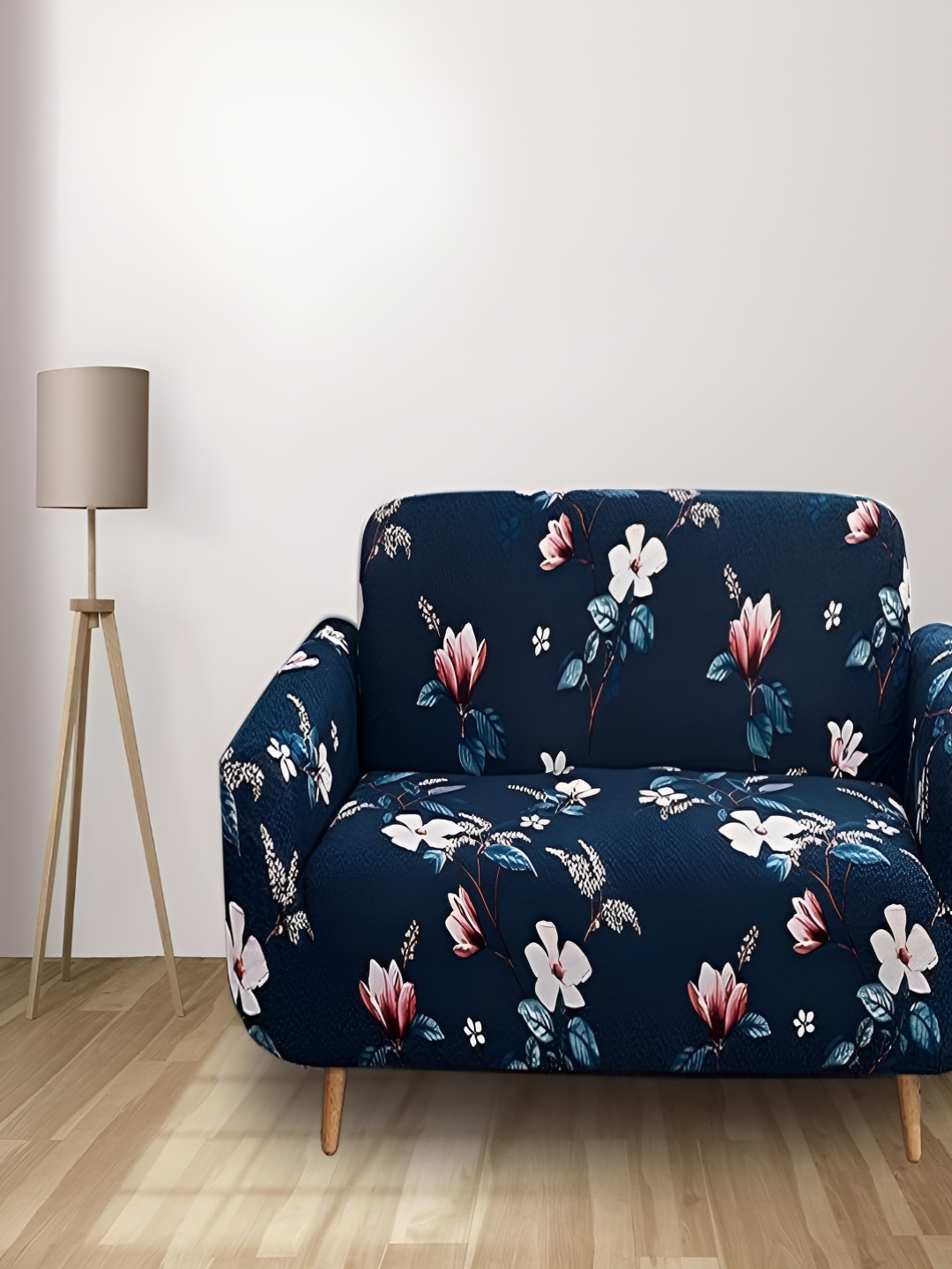 

KriShyam Blue and Pink Floral Printed 2 Seater Sofa Covers with Arms