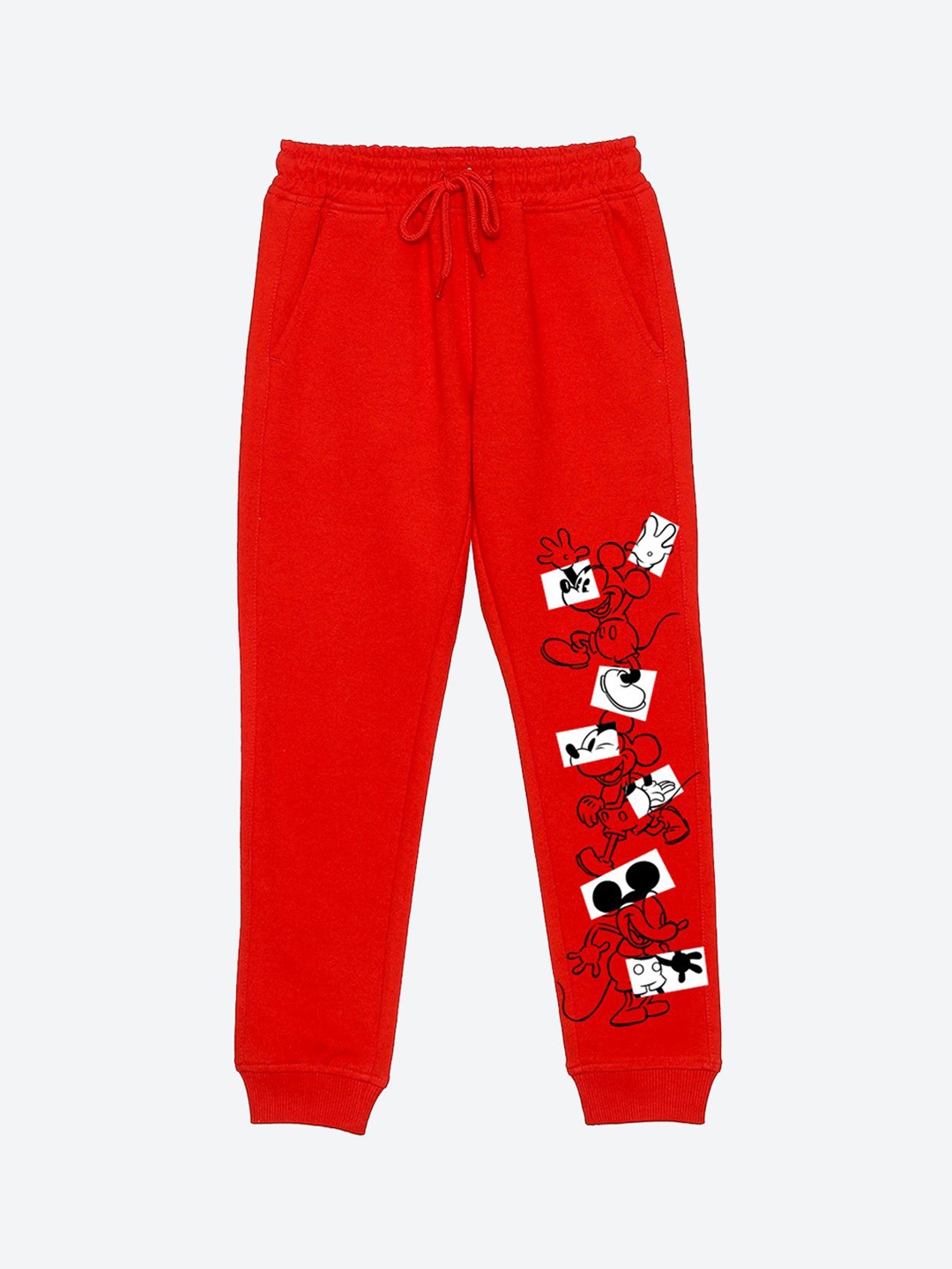 

YK Disney Boys Graphic Printed Mid Rise Joggers, Red