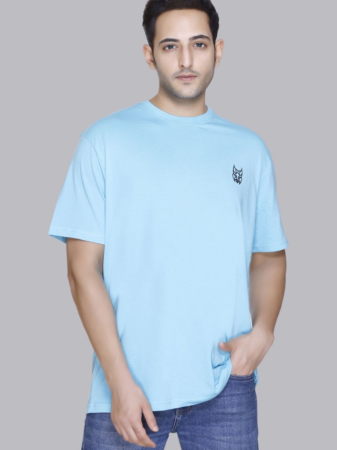 

STELVIN Men Printed Pockets T-shirt, Turquoise blue