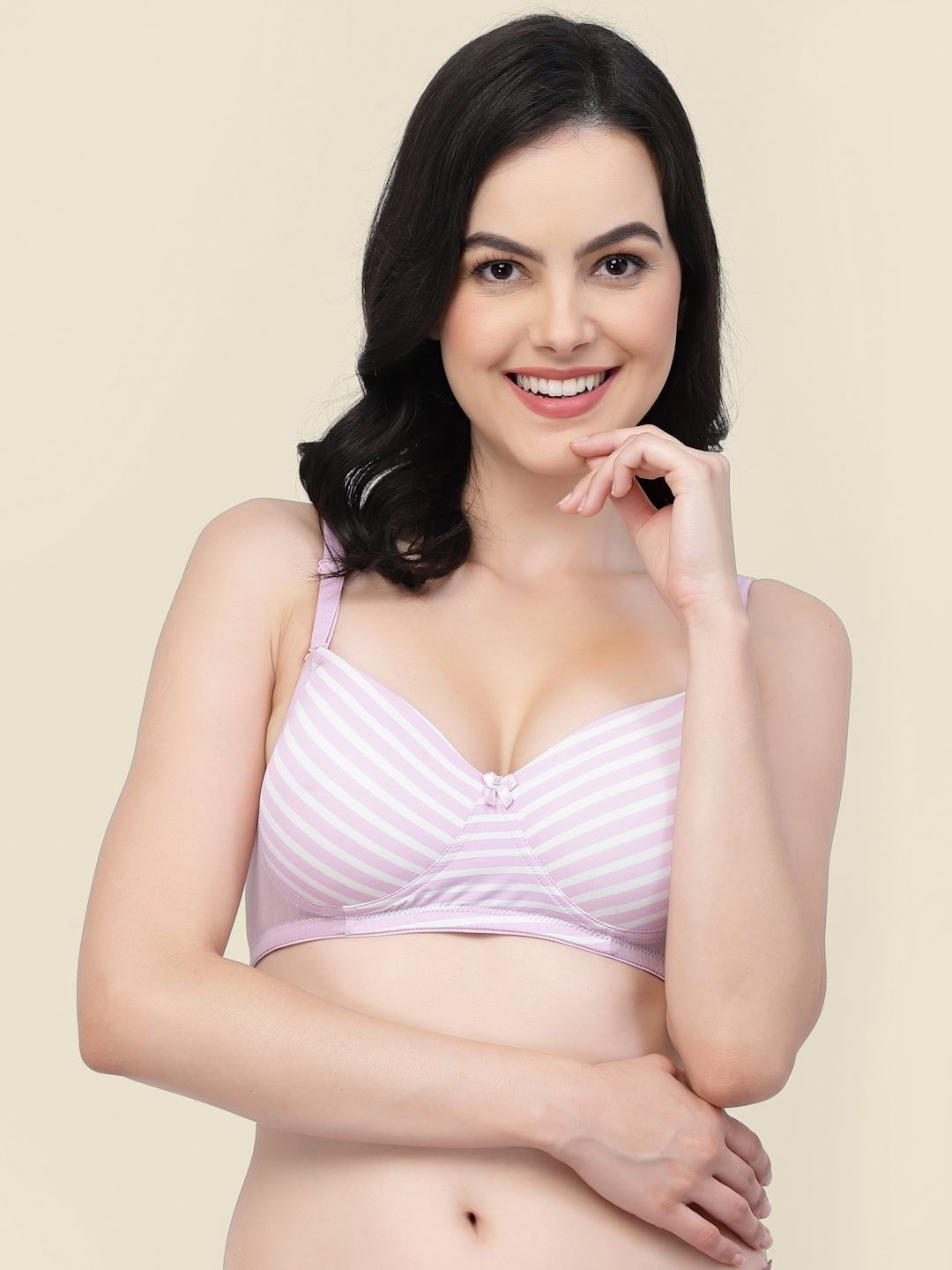 

StyleCast Women Everyday Striped Full Coverage Lightly Padded Bra, White
