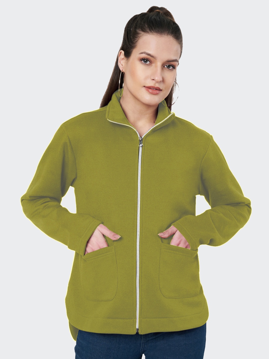 

BRINNS Women Fleece Open Front Jacket, Olive
