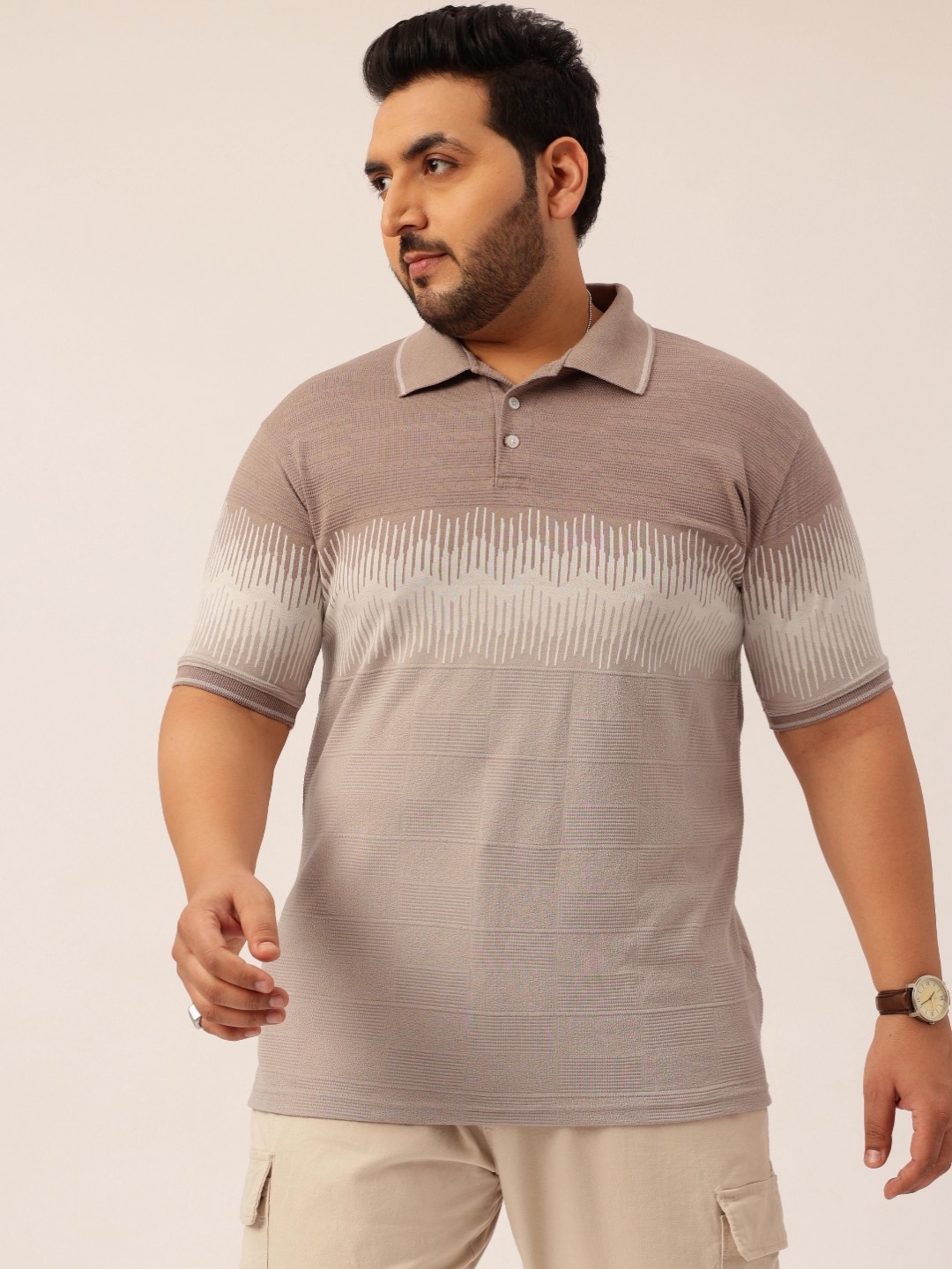 

Toodle Plus Plus Size Polo Collar Pure Cotton T-Shirt, Cream