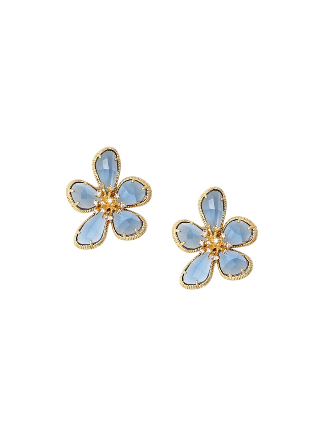 

Just Lil Things Artficial Stones Studded Floral Shaped Studs, Blue