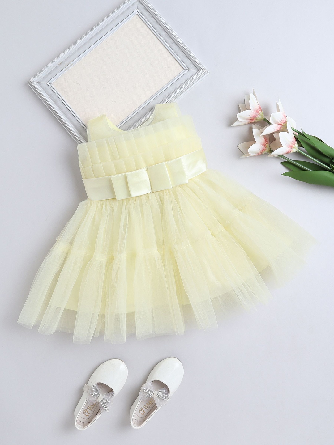 

The Magic Wand Girls Solid Fit & Flare Dress, Yellow