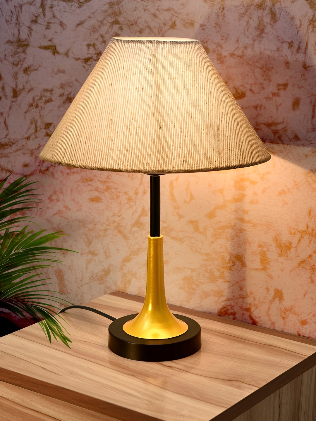 

Homesake Beige Metal Industrial Frusturical Shaped Table Lamp