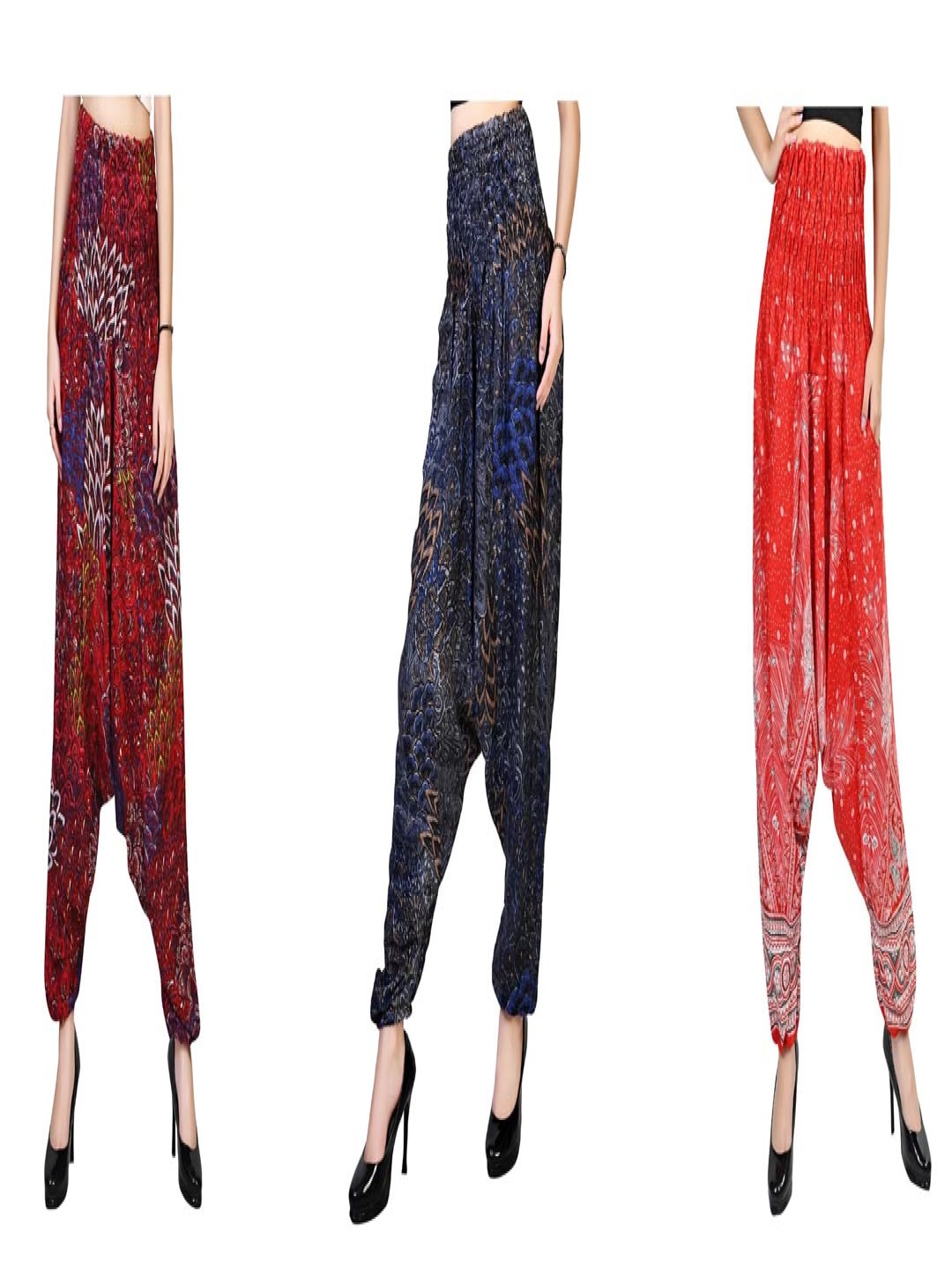 

NarNari Women Pack Of 2 Printed Mid-Rise Harem Pants, Multi