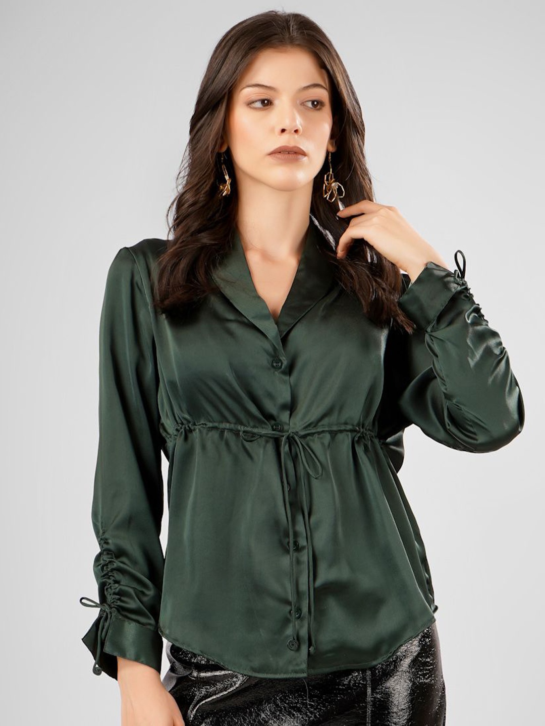 

Sukshat Satin Cinched Waist Top, Green