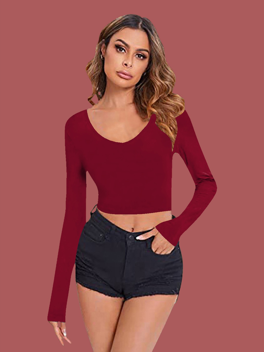 

Dream Beauty Fashion Crop Top, Maroon