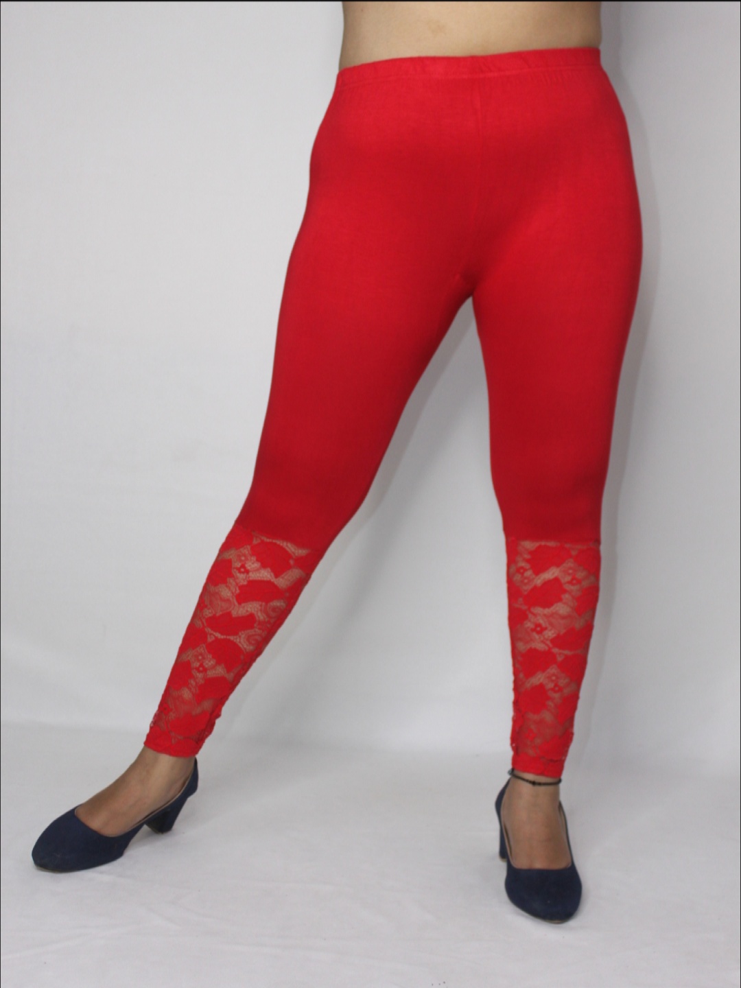 

PINK SHELL Cotton Ankle-Length Leggings, Red