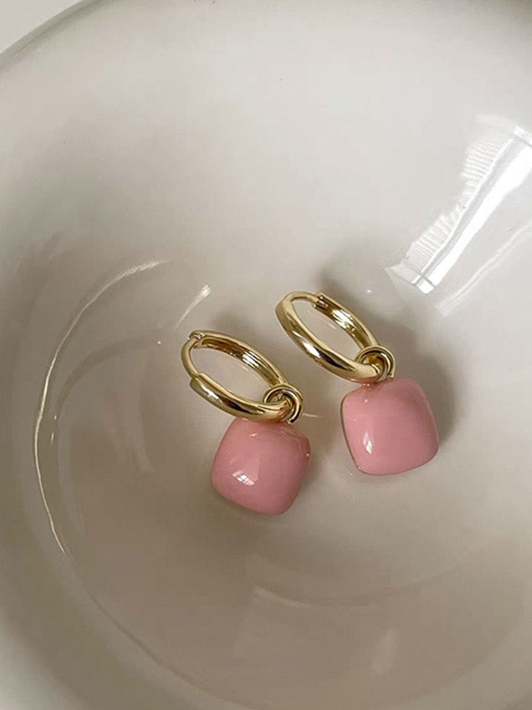 

Just Lil Things Artificial Stones Studded Square Shaped Drop Earrings, Gold