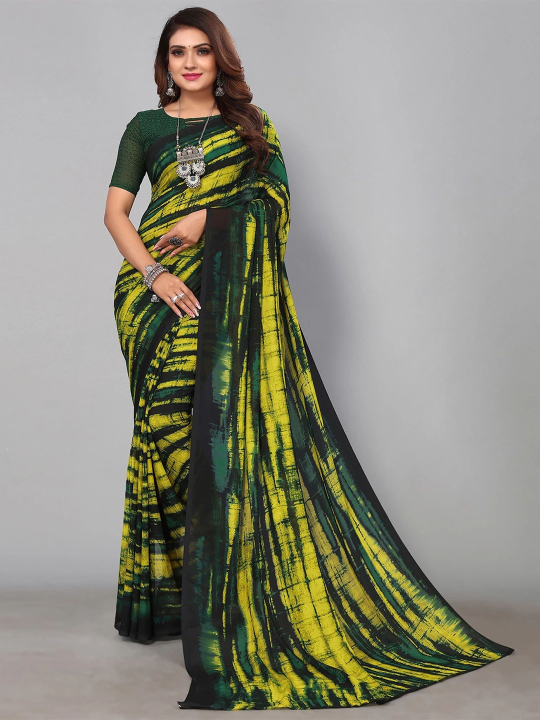 

HERE&NOW Tie and Dye Saree, Green