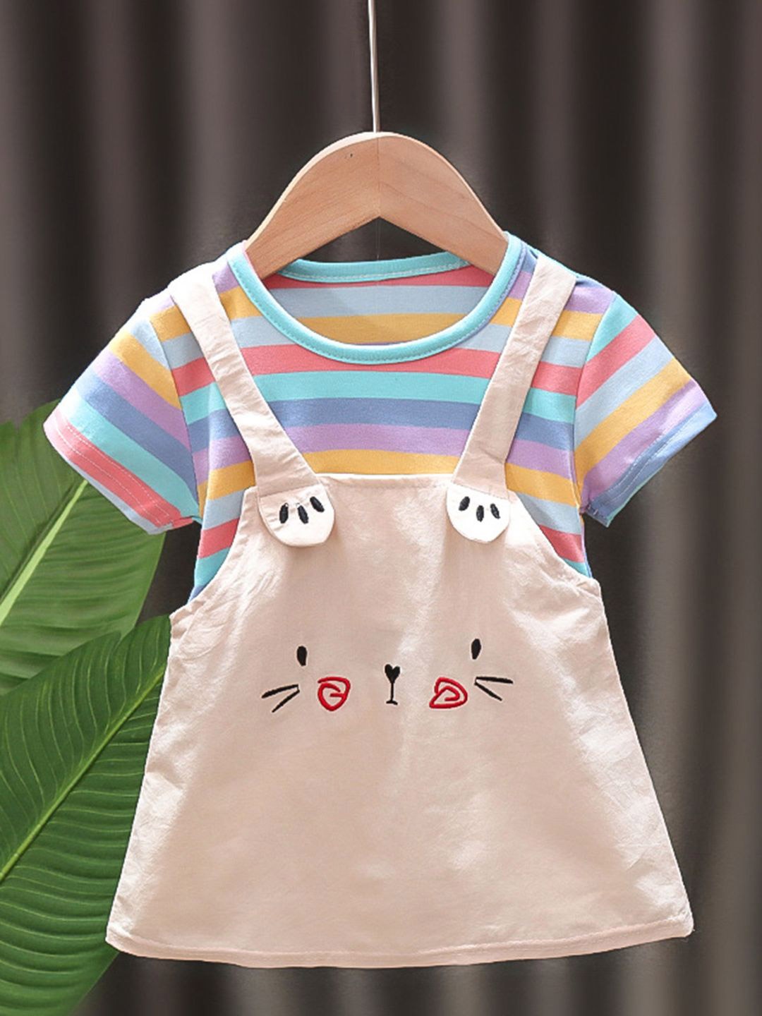 

YK Colourblocked Cotton Pinafore Dress, Blue