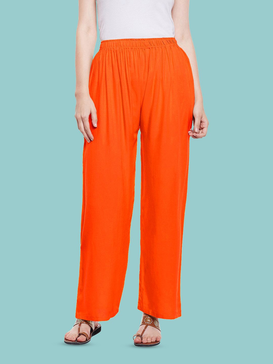 

Castle Lifestyle Women Straight Fit Palazzos, Orange