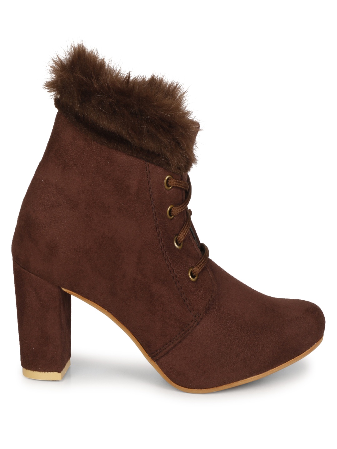 

Commander Shoes Women Casual Block-Heeled Trendy Fur Booots, Brown