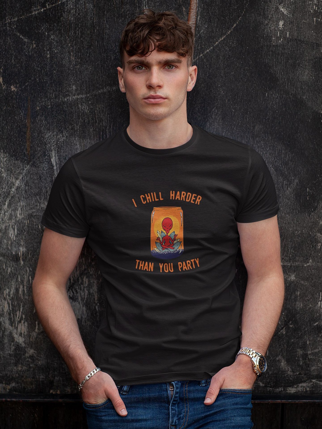 

TheBTclub Men Activchill Graphic Printed Round Neck Cotton T-shirt, Black