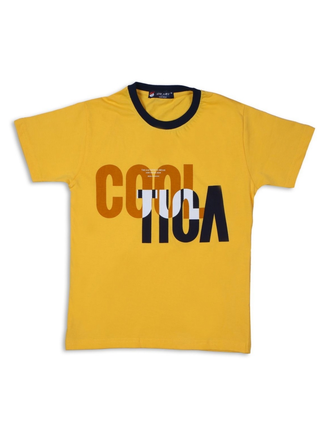 

Little Marco Boys Typography Printed Applique T-shirt, Yellow