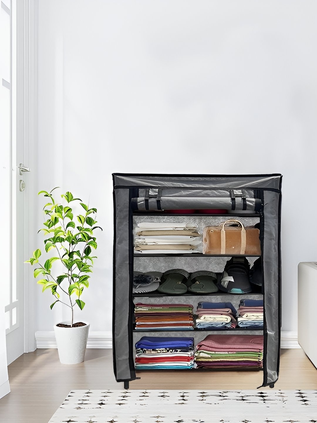 

Urban Choice 5-Tier Rectangle ShoeRack, Grey