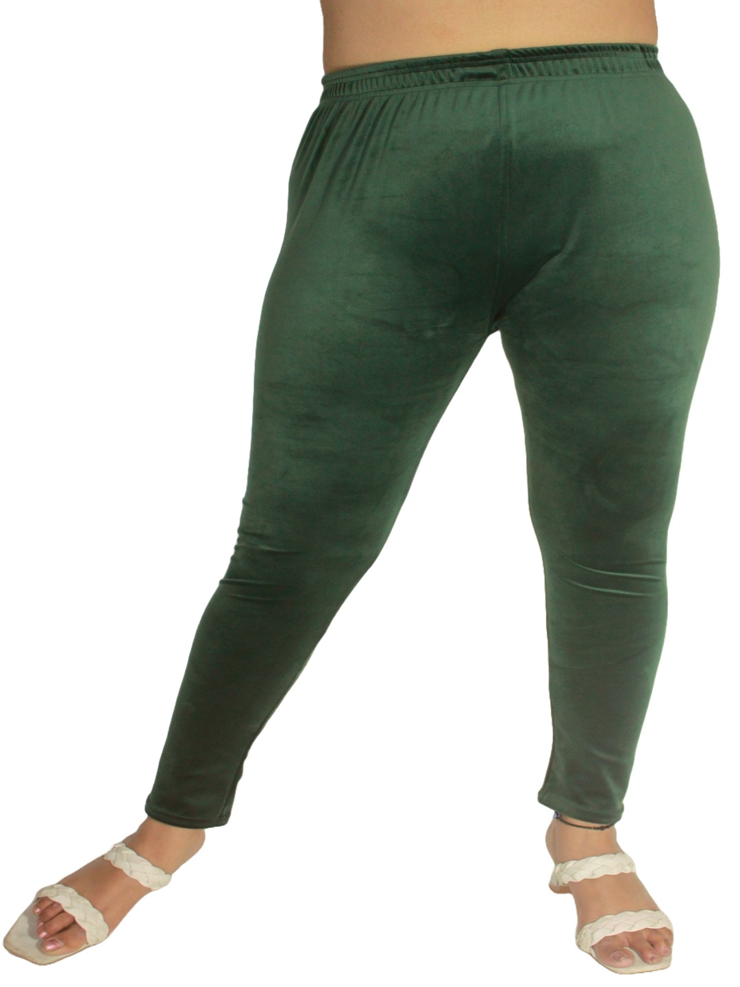 

PINK SHELL Women Velvet Ankle-Length Leggings, Green
