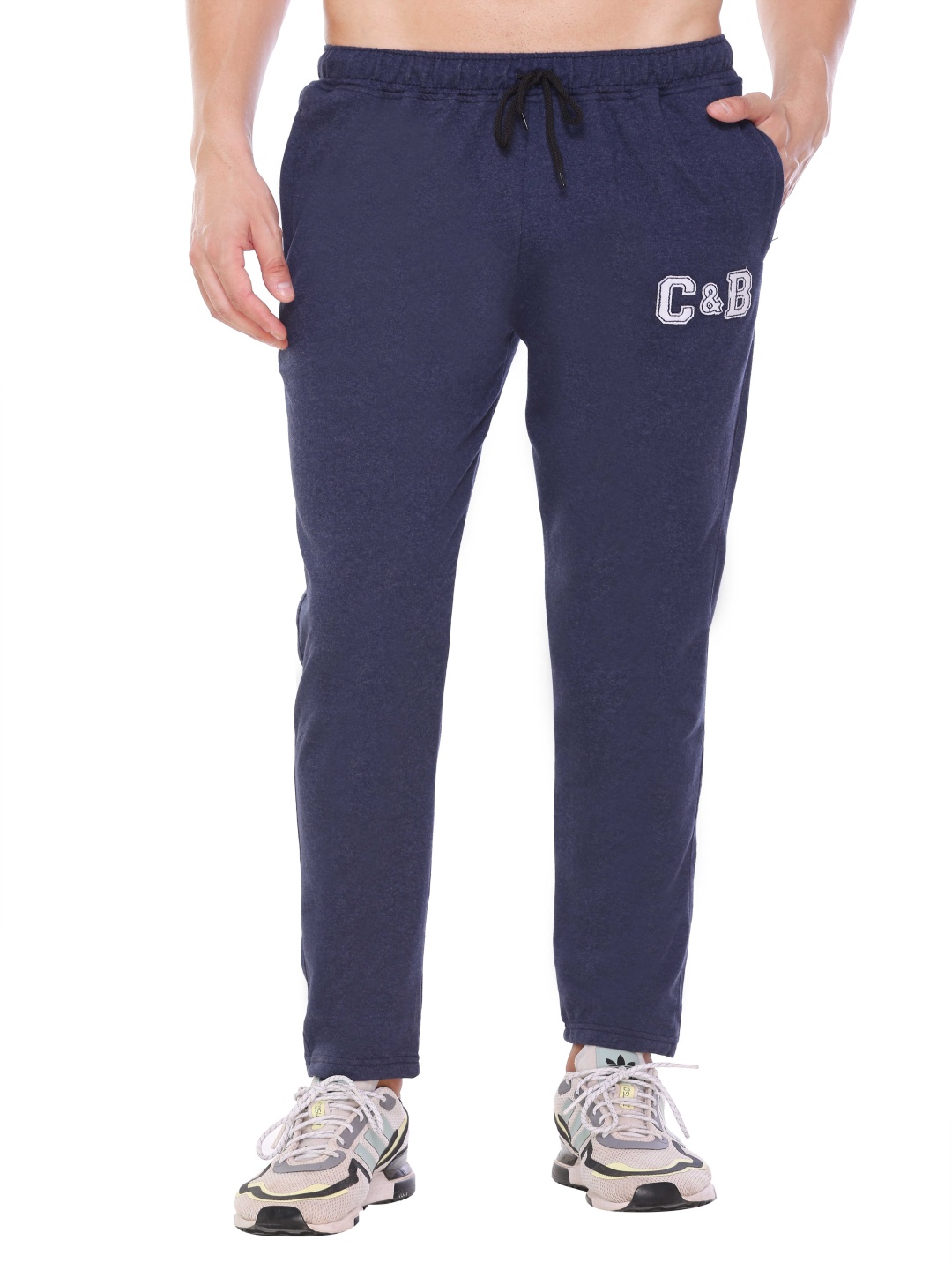 

Colors and Blends Men Printed Cotton Track Pants, Blue