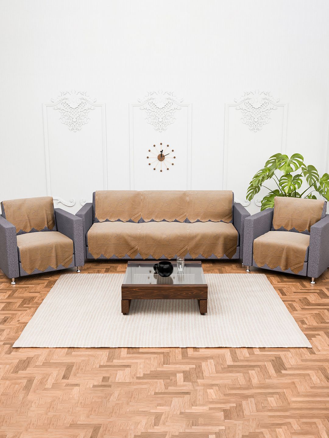 

Kuber Industries Gold-Toned Set of 10 Cotton Sofa Covers