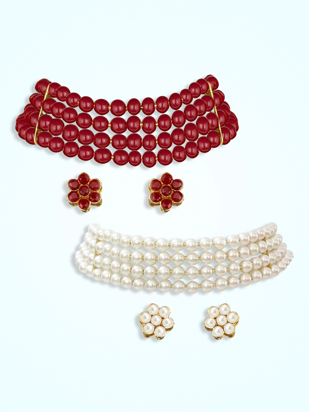 

Peora Set Of 2 Gold-Plated Stone Studded Jewellery Set