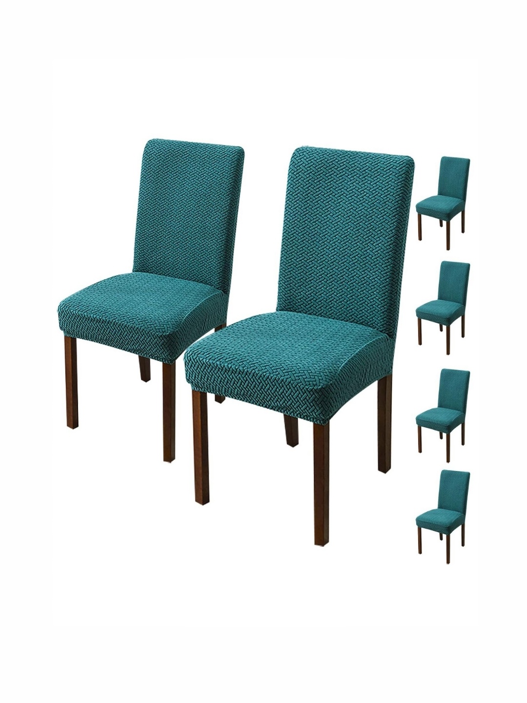 

HOUSE OF QUIRK 6-Pcs Textured Washable ChairCover, Teal