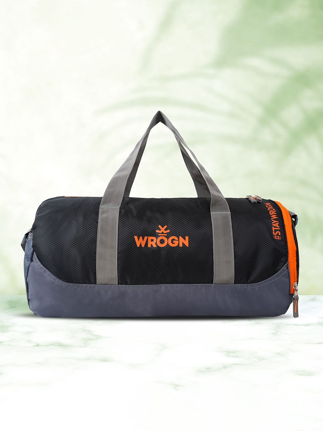 

WROGN Colourblocked Brand Logo Printed Large Sports or Gym Duffel Bag 35 Ltrs, Black