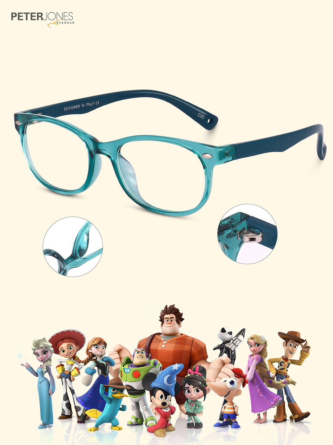 

Peter Jones Eyewear Unisex Kids Full Rim Rectangle Frames, Green