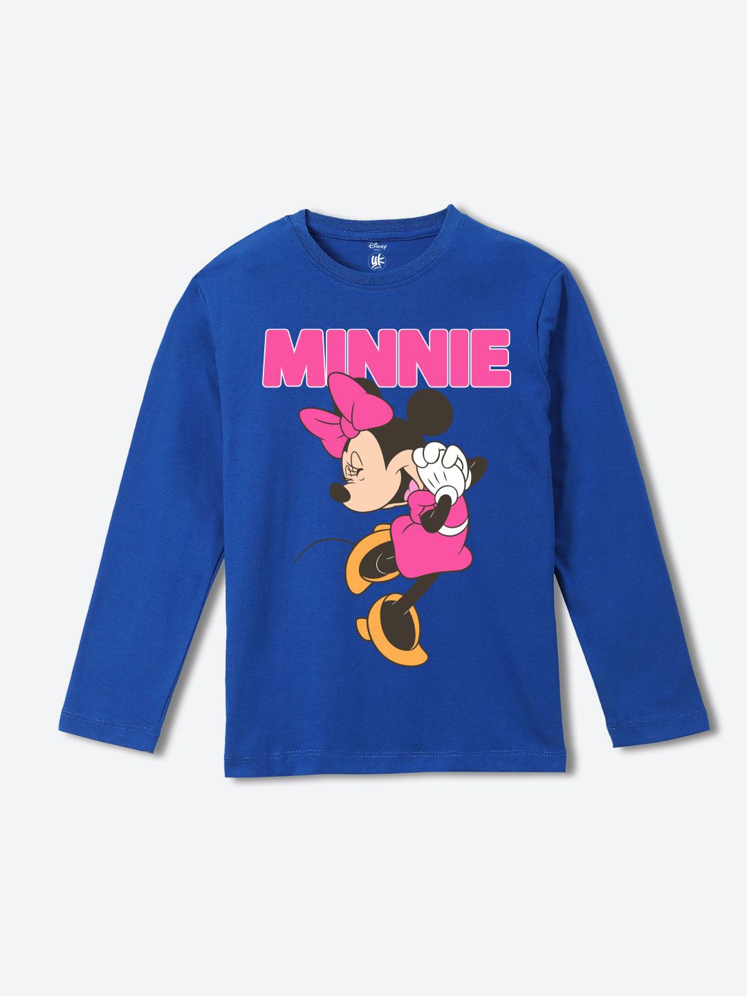 

YK Disney Girls Minnie Mouse Printed Pure Cotton Applique T-shirt, Blue